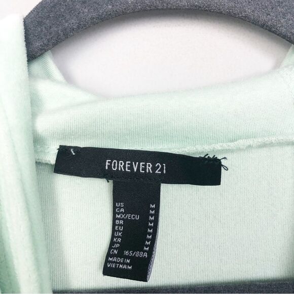 FOREVER 21 | Velvet Cropped 1/4 Zip Pullover Hoodie Pistachio Green Women’s M - Picture 9 of 10
